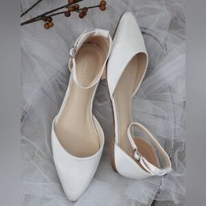 Kailee P Bella Satin Pointy Toe Flats with Ankle Strap - Size 9